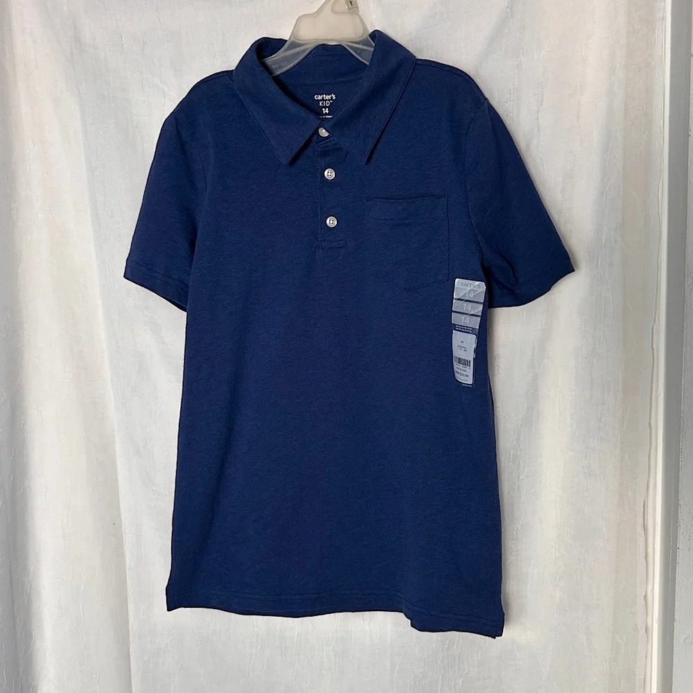 3/$20💥 Carters Boys Blue Short Sleeve‎ Polo Shirt NWT